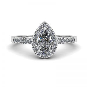 Pear Diamond Ring with Halo