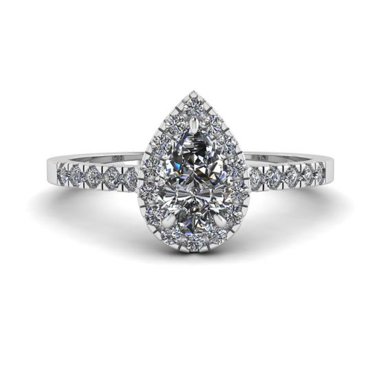 Pear Diamond Ring with Halo, Image 1