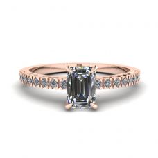 18K Rose Gold Ring with Emerald Cut Diamond