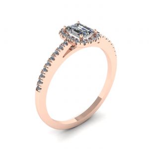 Emerald Cut Diamond Ring with Halo Rose Gold - Photo 3