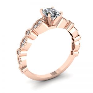 Oval Diamond Romantic Style Ring Rose Gold - Photo 3