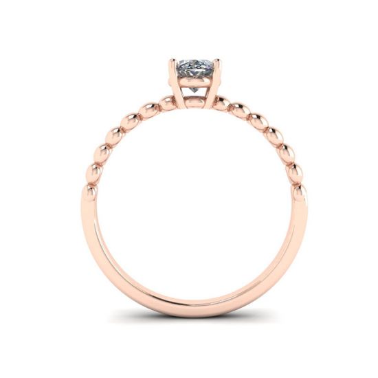 Oval Diamond on Beaded 18K Rose Gold Ring, More Image 0
