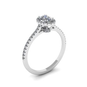 Halo Diamond Oval Cut Ring - Photo 3