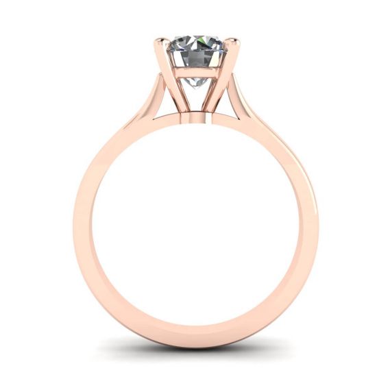 Classic Diamond Ring with One Diamond in Rose Gold,  Enlarge image 2