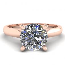 Classic Diamond Ring with One Diamond in Rose Gold