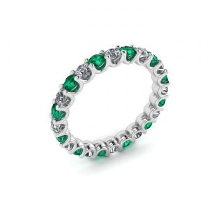 Eternity ring with Emeralds and Diamonds - Photo 3