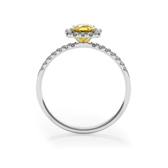 Cushion 1/2 ct Yellow Diamond Ring with Halo, More Image 0