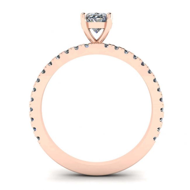 Oval Diamond Ring with Pave in Rose Gold - Photo 1