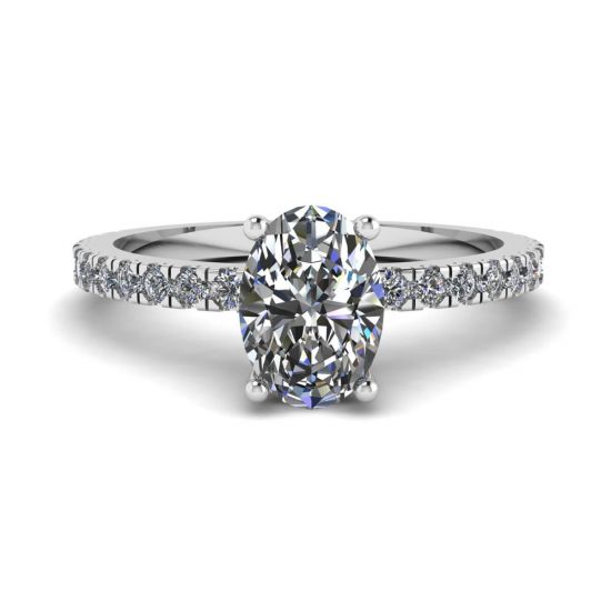 Oval Diamond Ring with Side Pave, Enlarge image 1