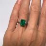 3.31 carat Emerald and Side Trillion Diamonds Ring, Image 6