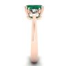 3 carat Emerald Ring with Triangle Side Diamonds Rose Gold, Image 3