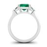 3 carat Emerald Ring with Triangle Side Diamonds White Gold, Image 2