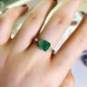 3 carat Emerald Ring with Triangle Side Diamonds White Gold, Image 5