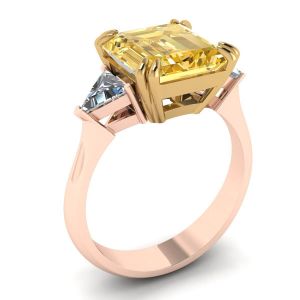 Emerald Cut Yellow Sapphire Ring Rose Gold - Photo 3