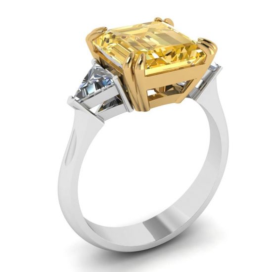 Emerald Cut Yellow Sapphire Ring White Gold,  Enlarge image 4