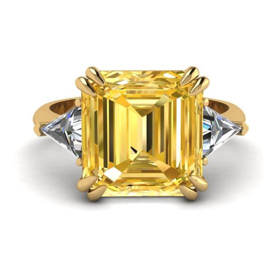Emerald Cut Yellow Sapphire Ring Yellow Gold, Image 1