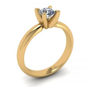 Solitaire Diamond Ring V-shape Yellow Gold - Photo 3