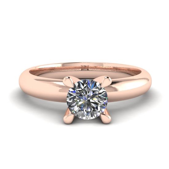 Solitaire Diamond Ring V-shape Rose Gold, Enlarge image 1