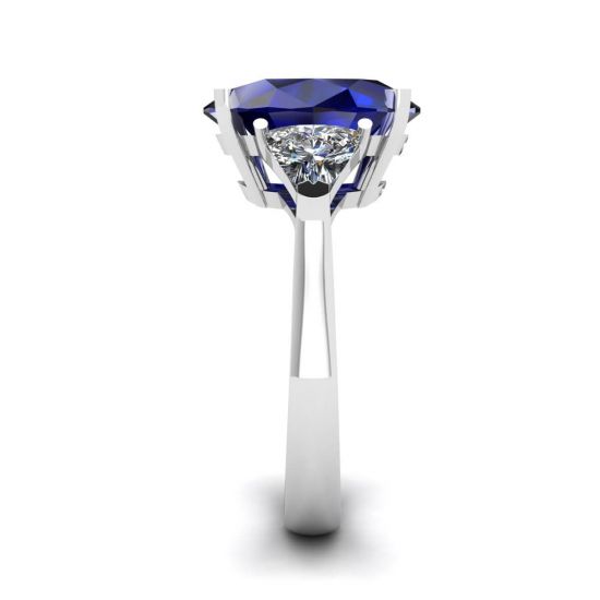 Three Stone Ring with Sapphire White Gold, More Image 1