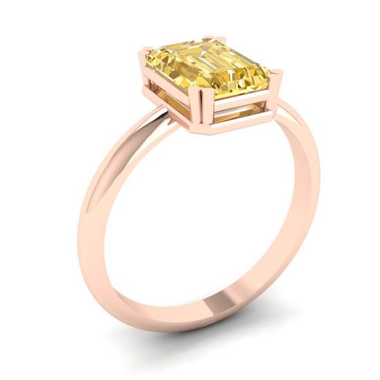 2 carat Emerald Cut Yellow Sapphire Ring Rose Gold,  Enlarge image 4
