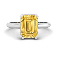 2 carat Emerald Cut Yellow Sapphire Ring White Gold