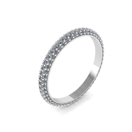 White Diamonds Triple Pave Eternity Ring, Enlarge image 1