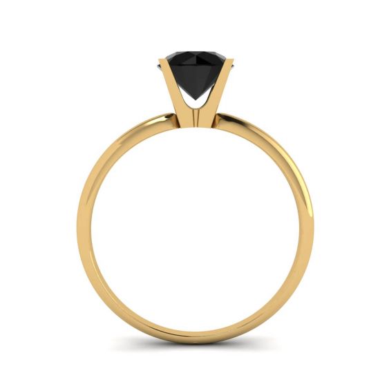 Black Diamond V Setting Ring Yellow Gold,  Enlarge image 2