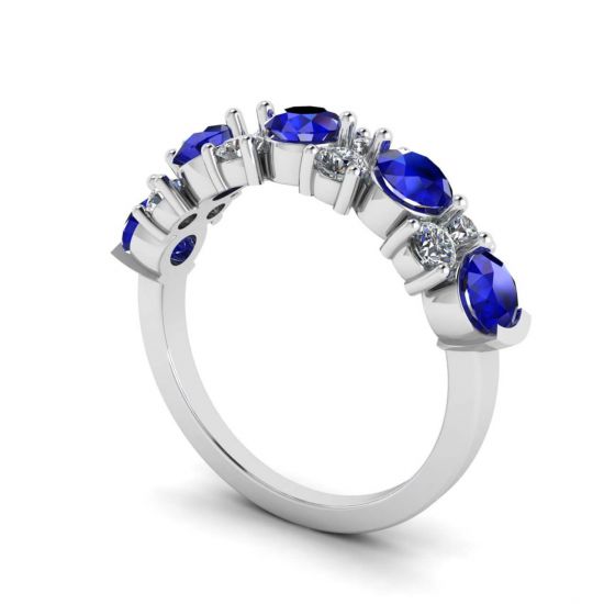 Contemporary garland ring with sapphires and diamonds, More Image 0