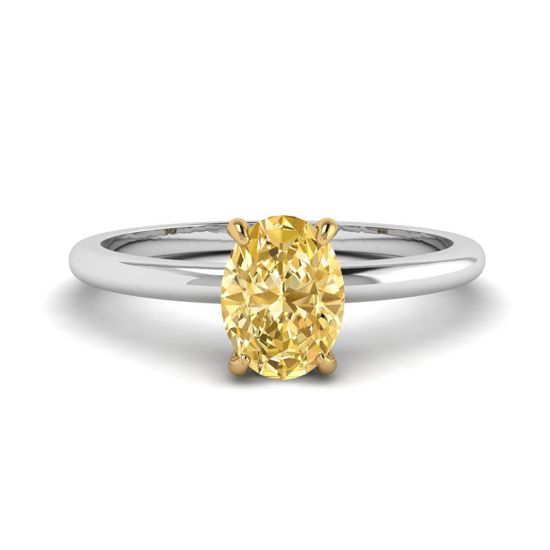 Oval Yellow Diamond Solitaire Ring, Enlarge image 1