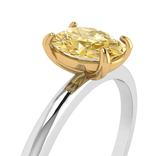 Oval Yellow Diamond Solitaire Ring - Photo 1