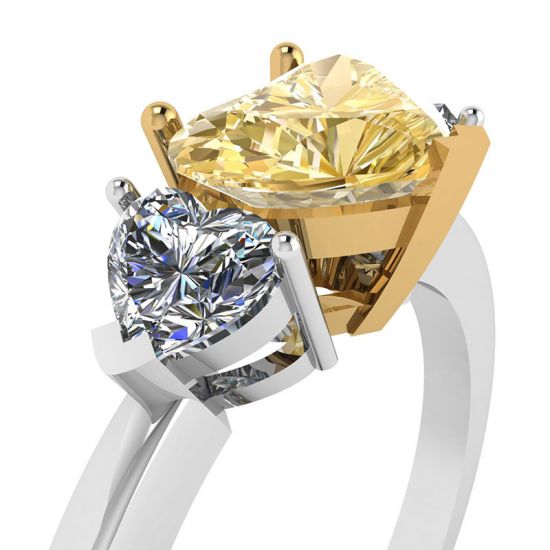 1 carat Yellow Heart Diamond with 2 Side Hearts Ring, More Image 0