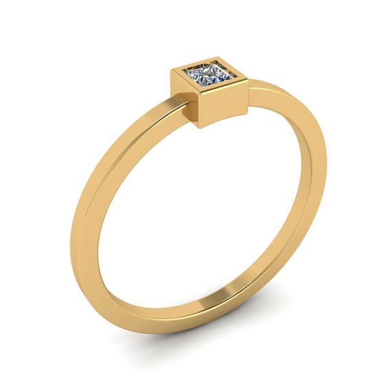 Princess Diamond Small Ring La Promesse Yellow Gold,  Enlarge image 4