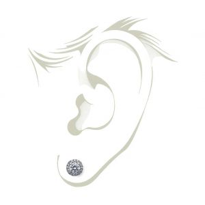 Round Diamond Halo Stud Earrings in 18K White Gold - Photo 4