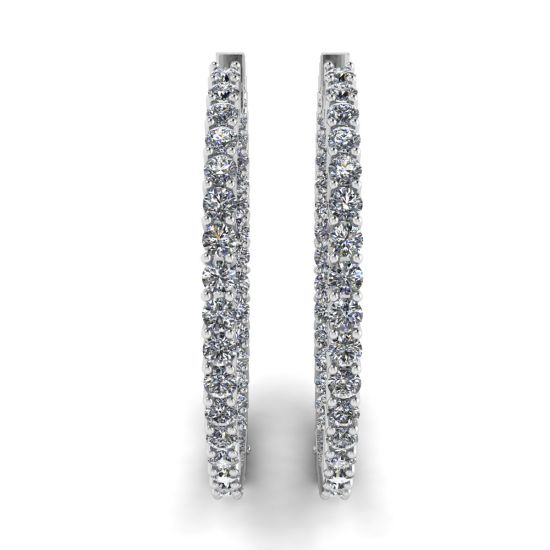 Thin Hoop Earrings with Diamonds,  Enlarge image 3