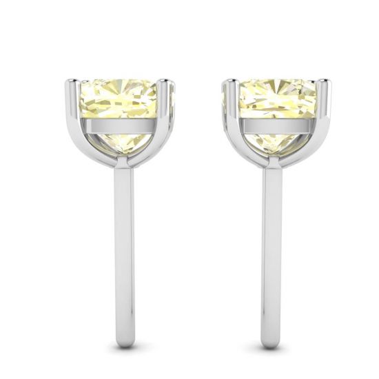 Cushion Yellow Diamond Stud Earrings in 18K White Gold, More Image 0