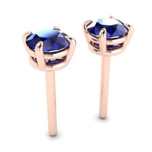 Classic Blue Sapphire Stud Earrings Rose Gold - Photo 2