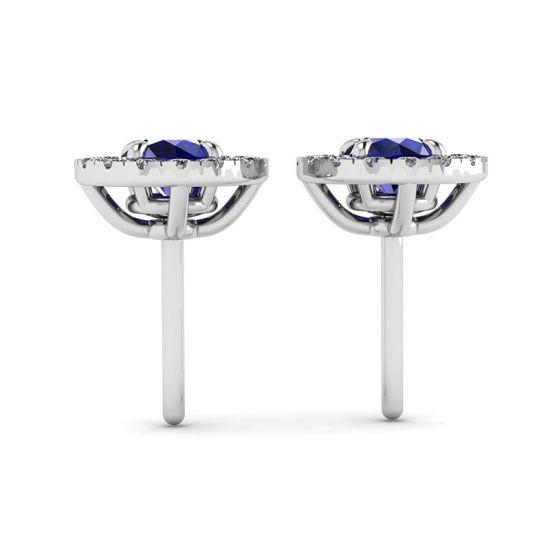 Sapphire Stud Earrings with Detachable Diamond Halo, More Image 0
