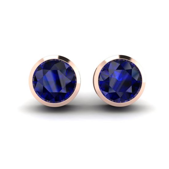 Sapphire Stud Earrings in Rose Gold, Image 1
