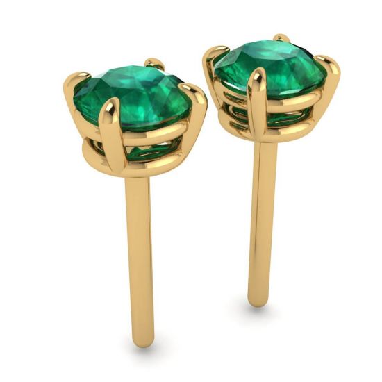 Classic Emerald Stud Earrings Yellow Gold,  Enlarge image 3