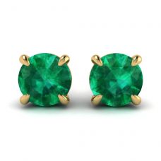 Classic Emerald Stud Earrings Yellow Gold