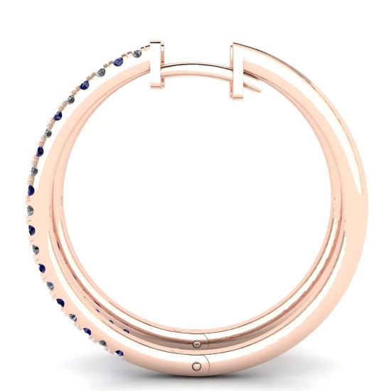 Hoop Sapphire and Diamond Earrings Rose Gold, More Image 0