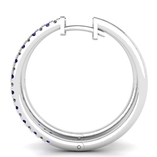 Hoop Sapphire and Diamond Earrings White Gold, More Image 0