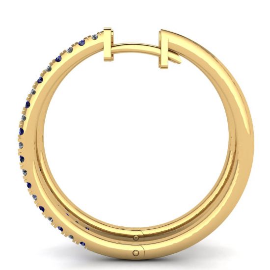 Hoop Sapphire and Diamond Earrings Yellow Gold,  Enlarge image 2