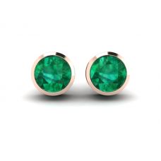 Emerald Stud Earrings in Rose Gold