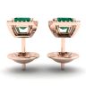 2 carat Emerald with Diamond Halo Stud Earrings Rose Gold, Image 2