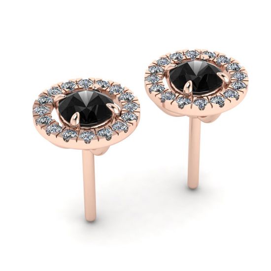 5 mm Black Diamond Studs with Detachable Halo Jackets Rose Gold, More Image 1