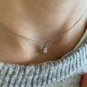 Pear Diamond Solitaire Necklace on Thin Chain, Image 3