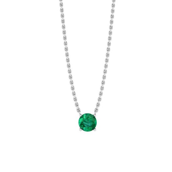 1/2 carat Round Emerald on White Gold Chain, Enlarge image 1