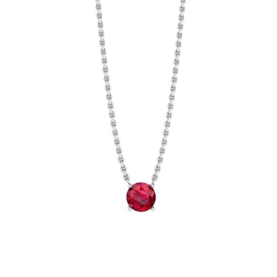 1/2 carat Round Ruby on White Gold Chain, Enlarge image 1