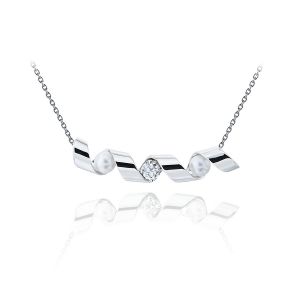 Smile Necklace with 0.33 ct Diamond and Sea Pearls - Ruban Collection